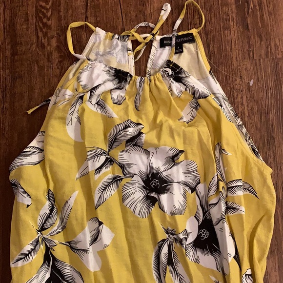 Banana Republic Floral Halter Maxi Dress Yellow Size 4 - Picture 4 of 6
